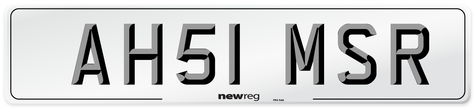 AH51 MSR Number Plate from New Reg